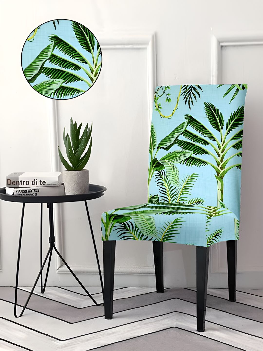 Aura Green 4Pcs Printed Chair Covers