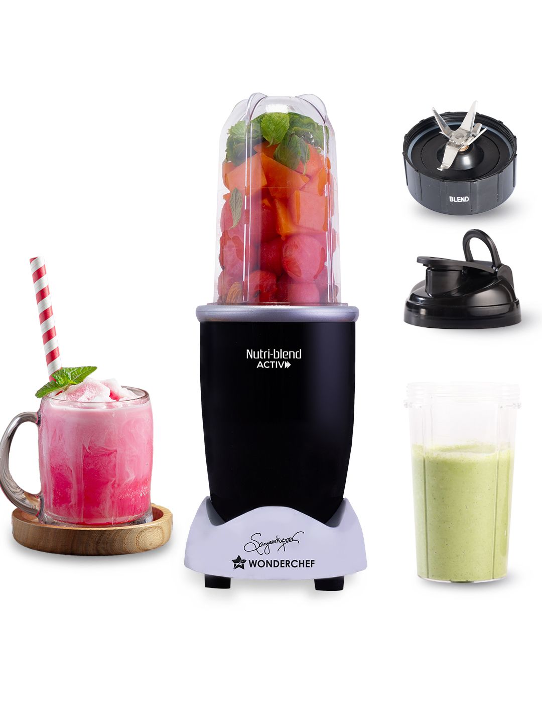 Buy Wonderchef Nutri Blend Activ Mixer Grinder Blender, Smoothie Maker, 500W, Black -  - Home for Unisex