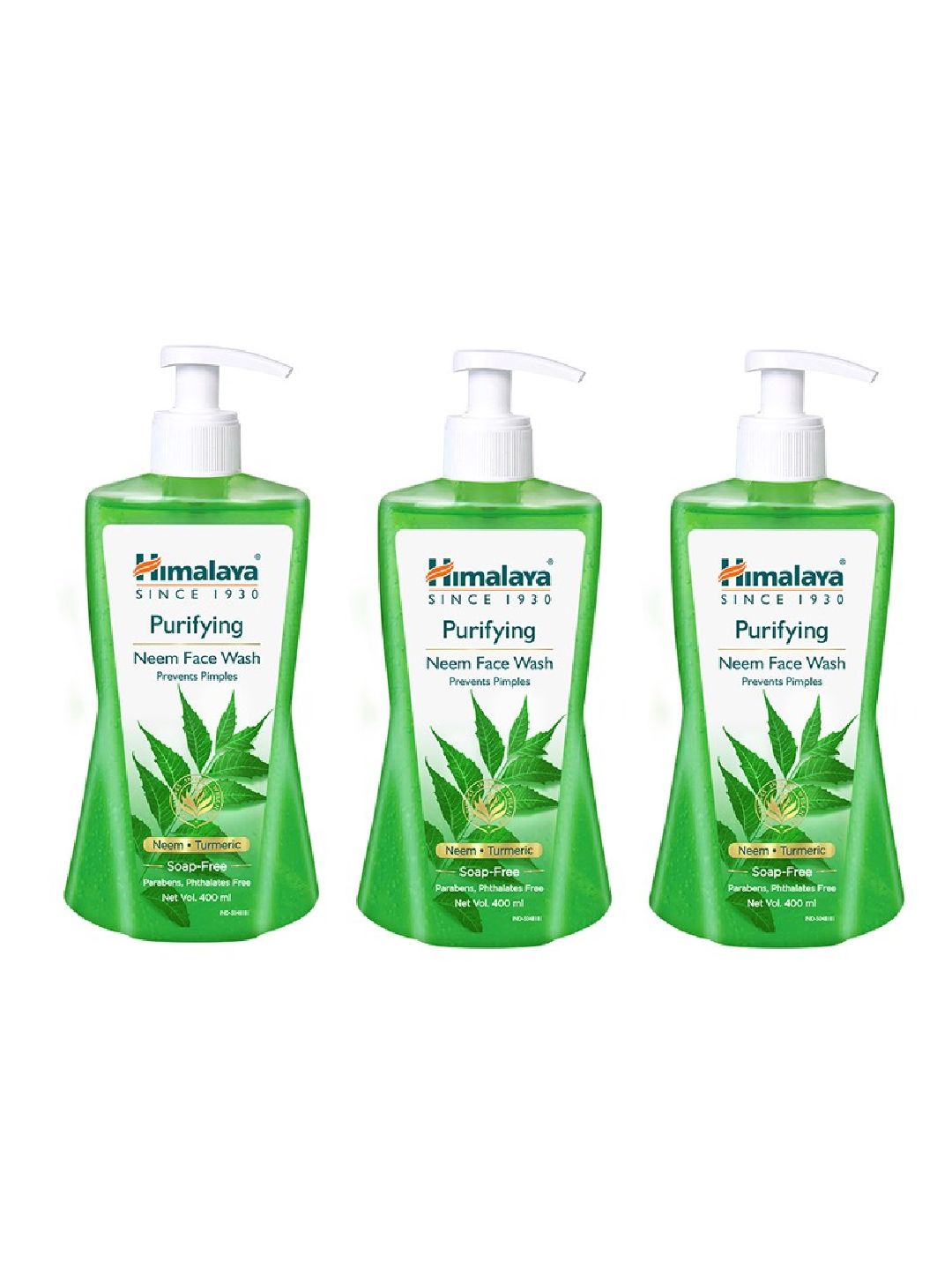 Himalaya Set of 3 Purifying Neem Face Wash to Prevent Pimples – 400 ml Each