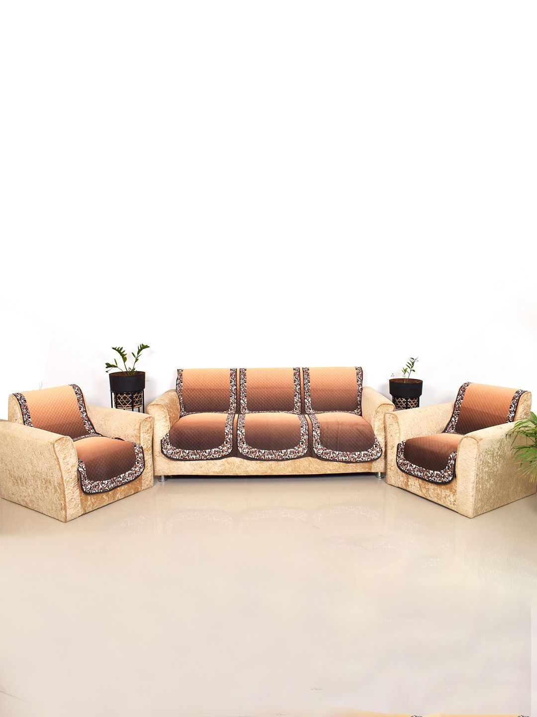 Buy BELLA TRUE Premium Velvet Polyester Washable 6PC Straight 5 Seater Sofa Cover 55x35In -  - Home for Unisex