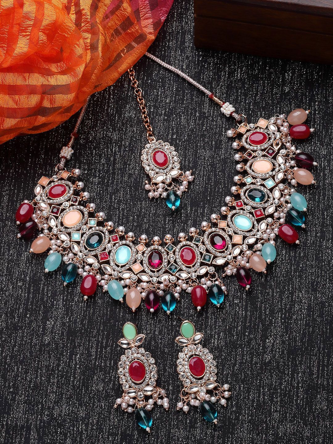 Buy Sukkhi Gold Plated AD Stones Studded & Pearls Beaded Choker Jewellery Set -  - Accessories for Women