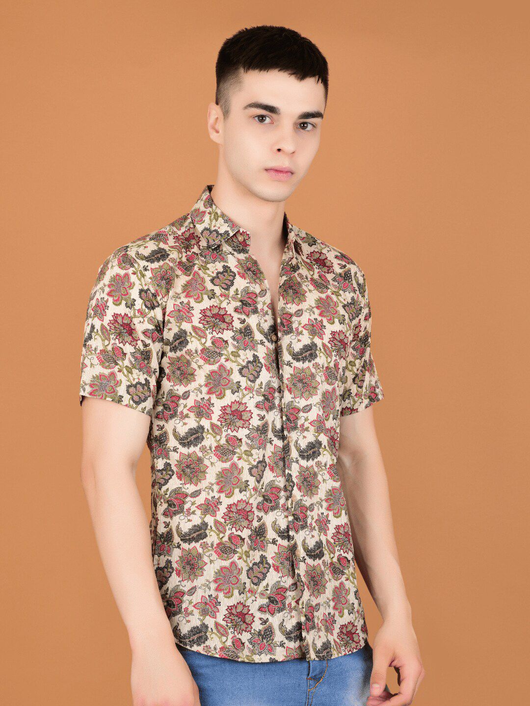 Boholyfe Men Comfort Froral Printed Regular Fit Casual Shirt