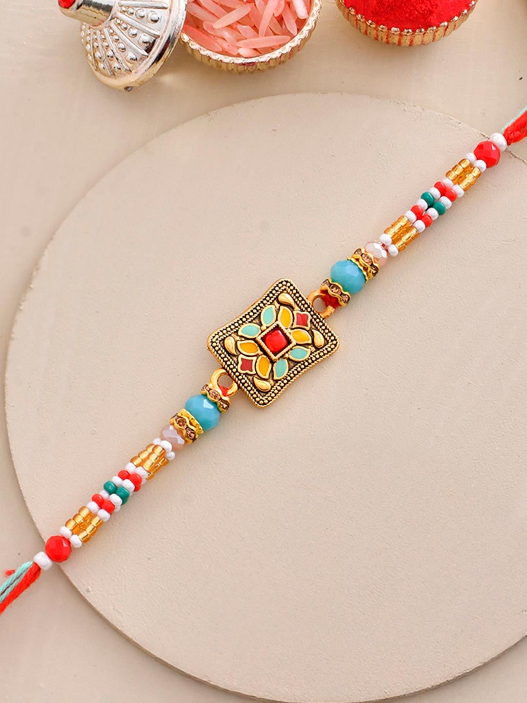Men's Colourful Beads Thread Rakhi For Brother