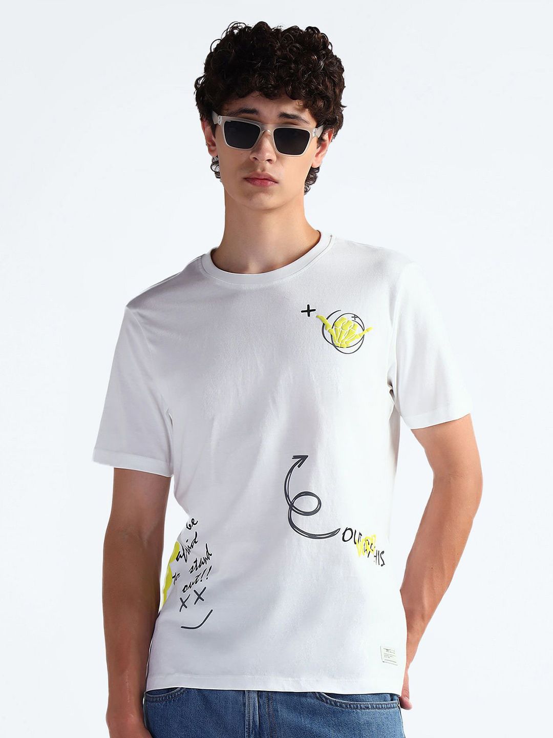Flying Machine Typography Printed T-shirt
