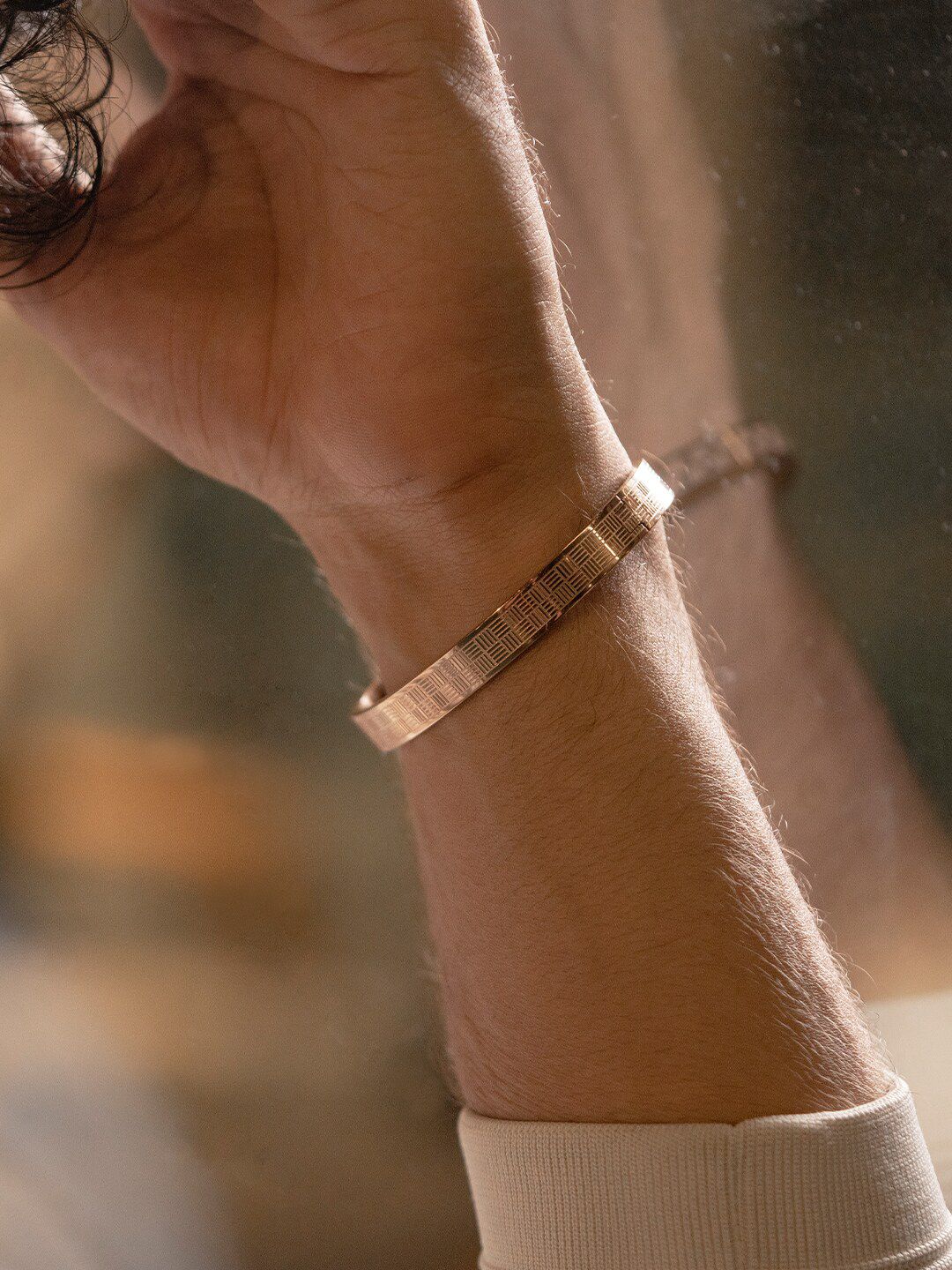 SWASHAA Men Rose Gold-Plated Kada Bracelet