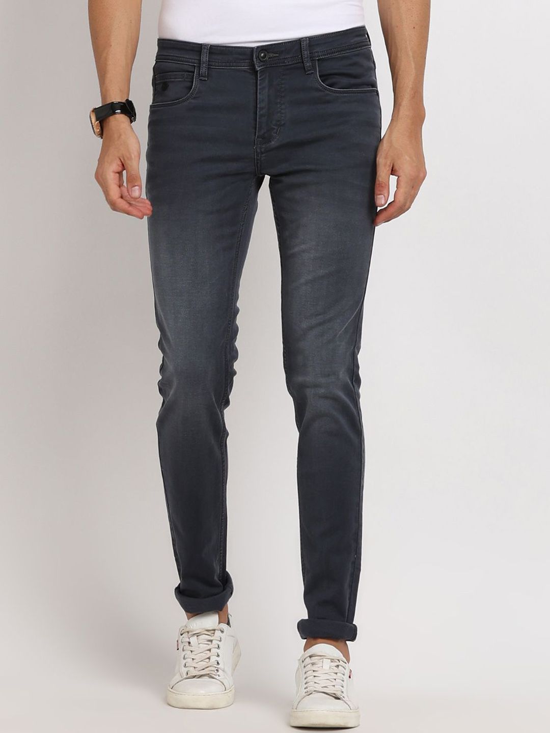 Turtle Men Narrow Tapered Fit Light Fade Stretchable Jeans