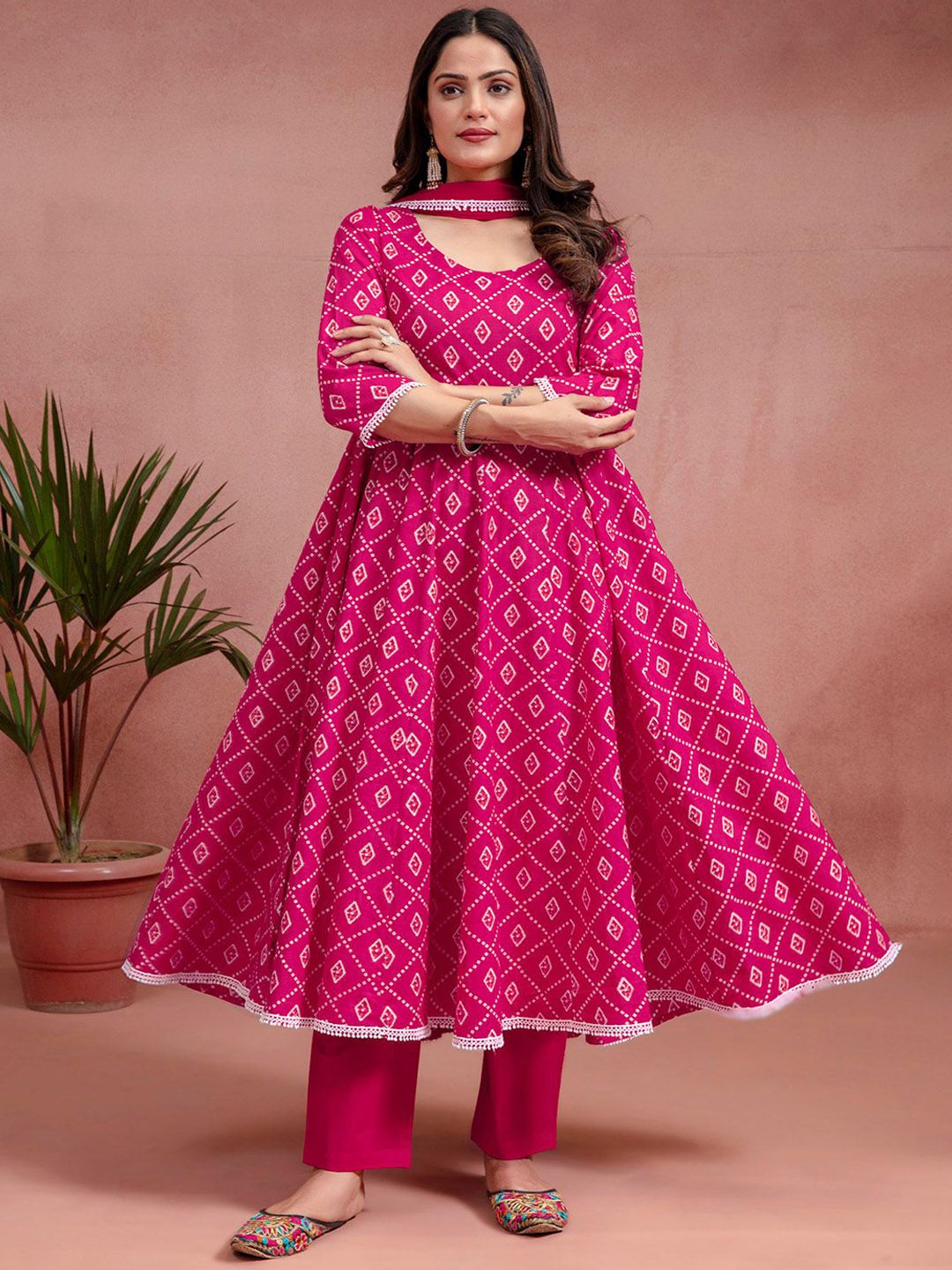 KASYA Women Floral Printed Regular Pure Cotton Kurta with Trousers & With Dupatta