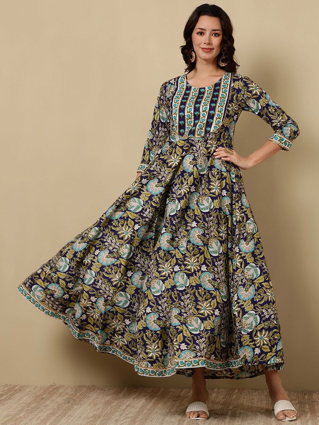 WOMENCLICK Women Floral Printed Floral Anarkali Kurta