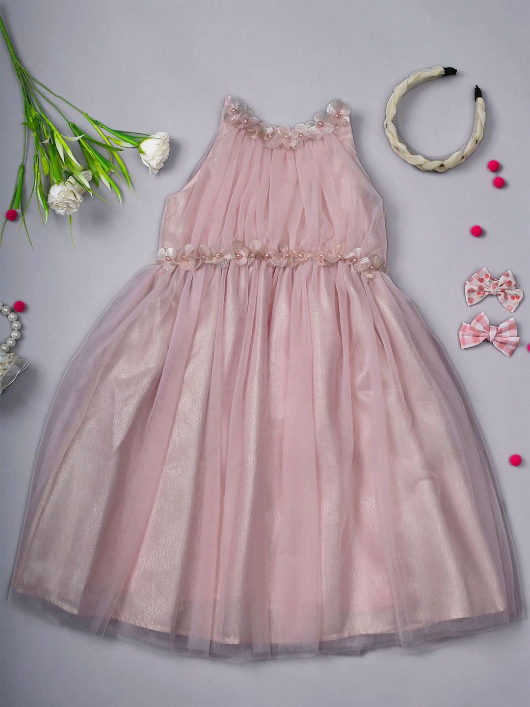 One Friday Girls Floral Embellished Fit & Flare Dress