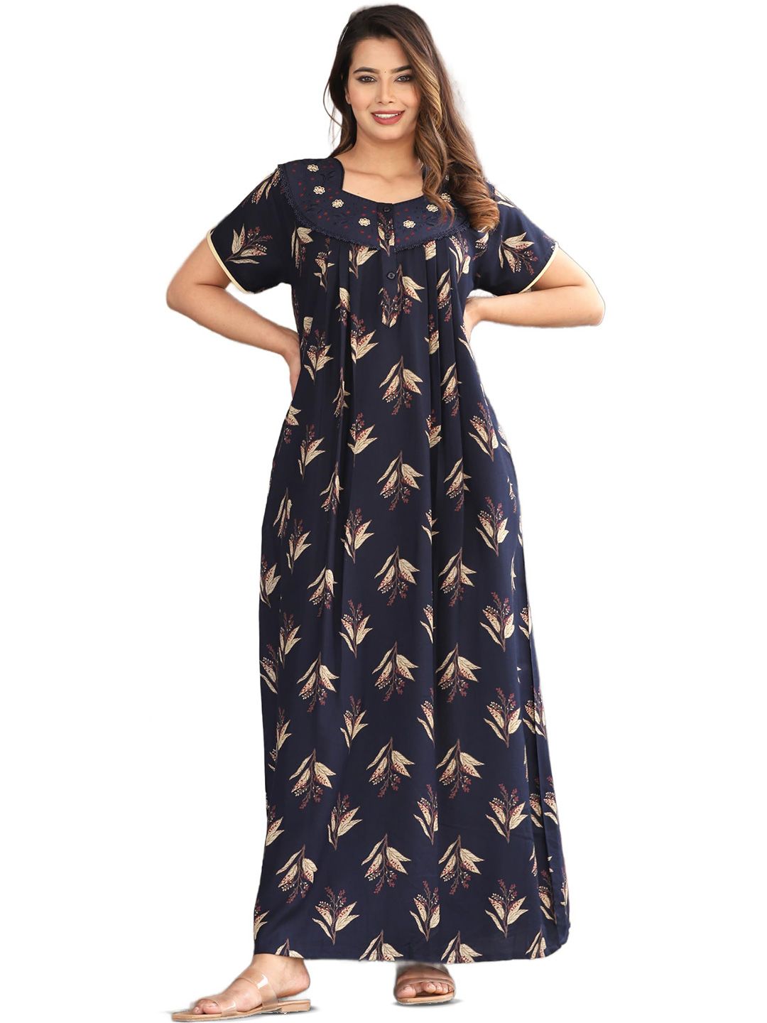 G4Girl Geometric Printed Maxi Nightdress