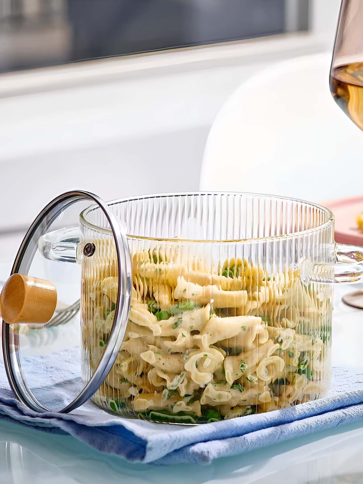 UMAI Transparent Microwave Safe Glass Saucepan With Lid