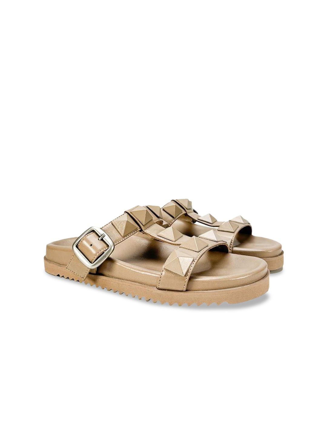 HEEL YOUR SOLE Embellished Leather Open Toe Flats