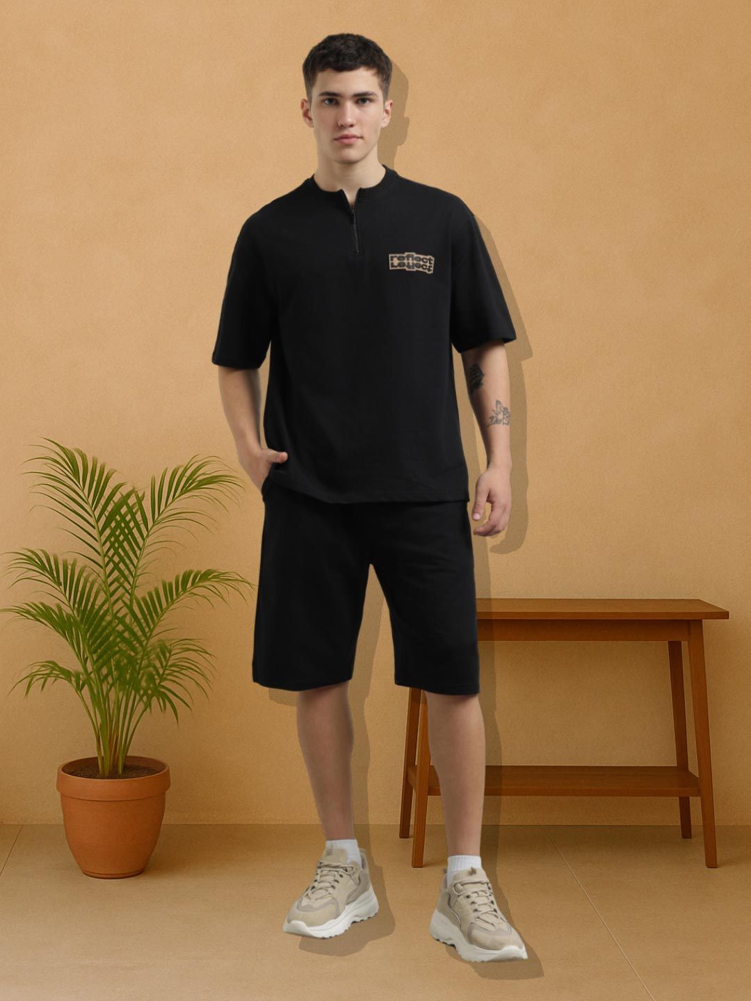 NOBERO Men Oversized Graphic Printed Co-ords