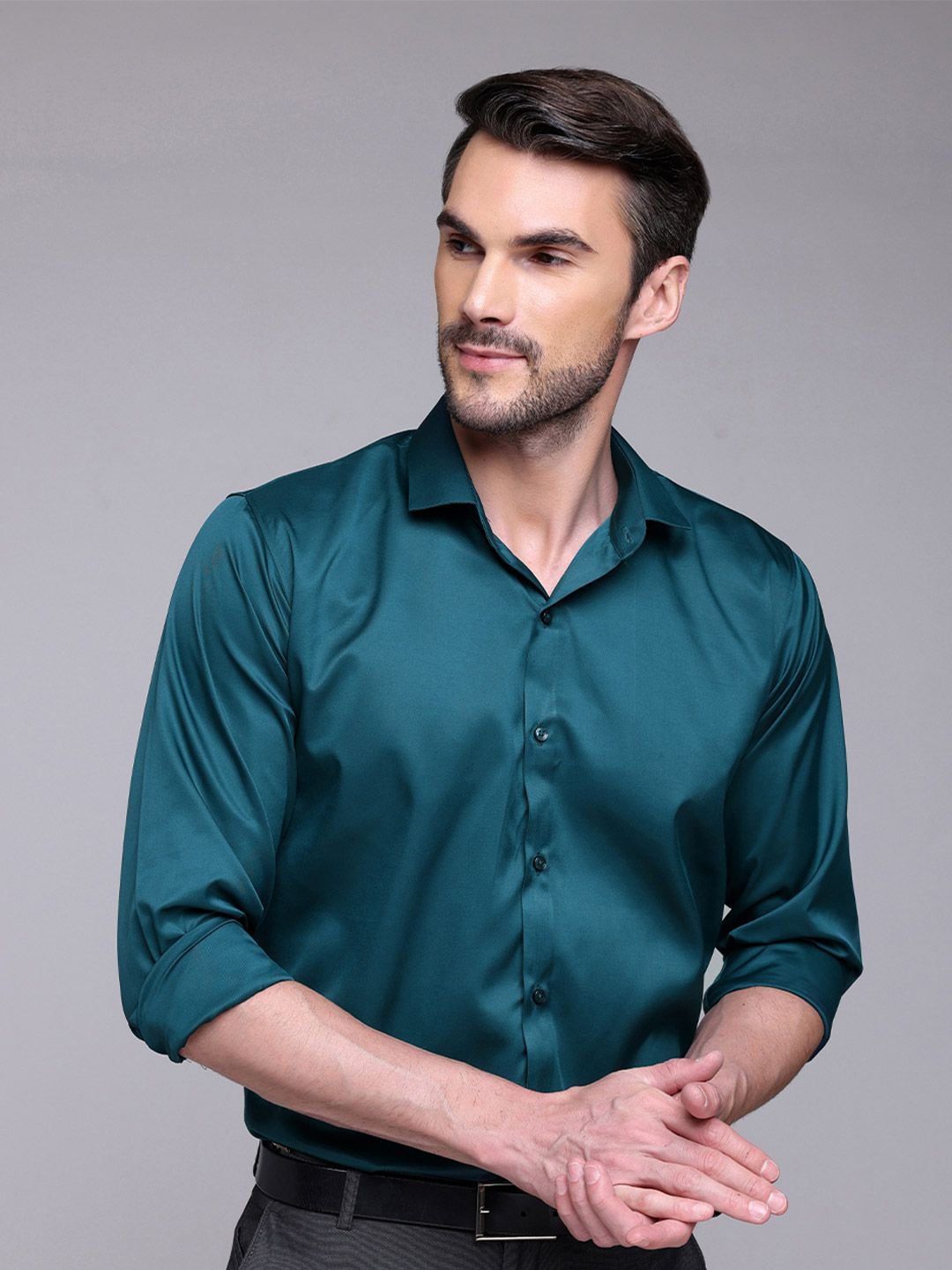 FILO HEVIS Classic Spread Collar Satin Formal Shirt