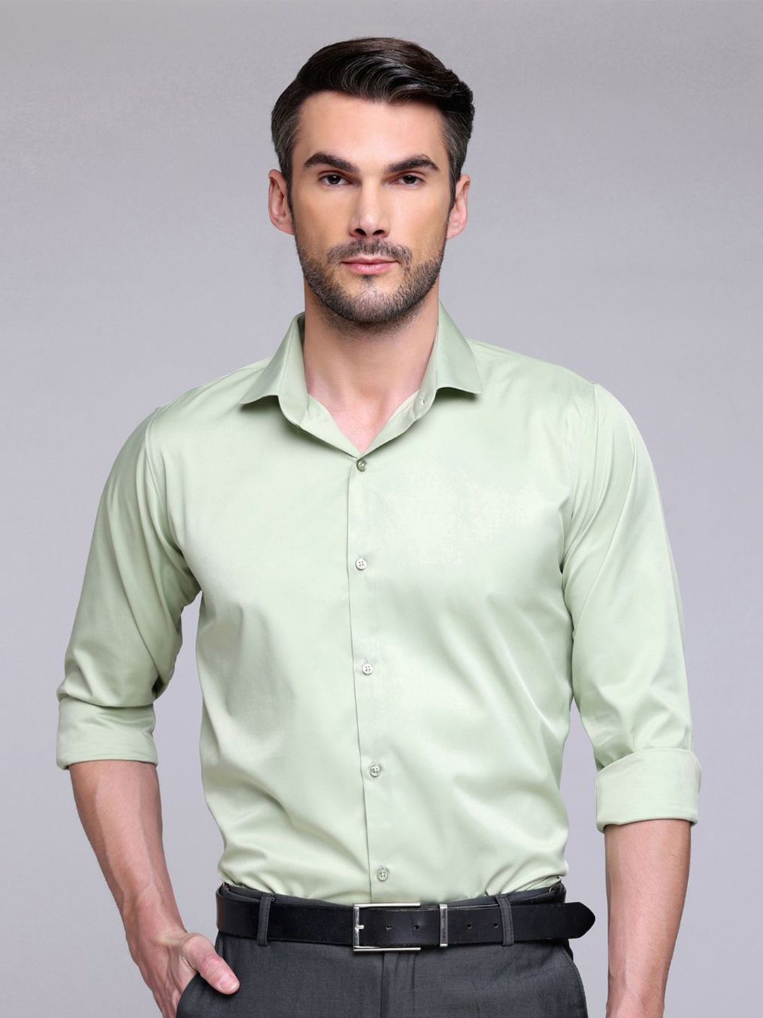 FILO HEVIS Classic Spread Collar Satin Formal Shirt