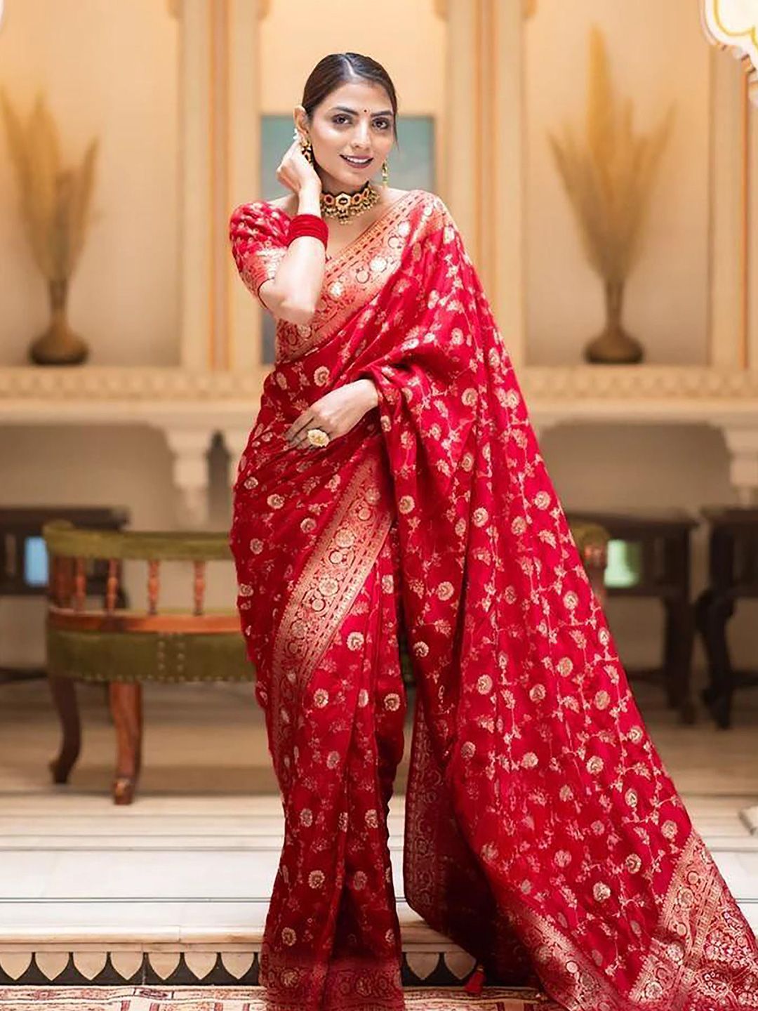 KALINI Woven Design Zari Banarasi Saree