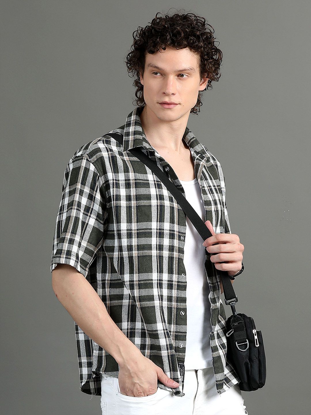 SILISOUL Oversized Relaxed Tartan Checked Cotton Shirt