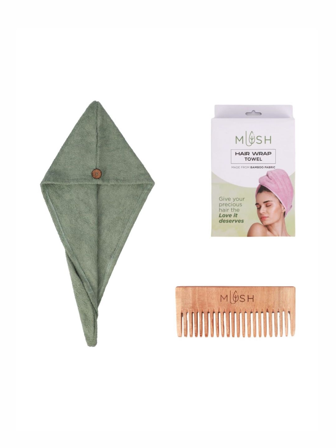 MUSH Olive Green Bamboo 500 GSM Hair Wrap Towel