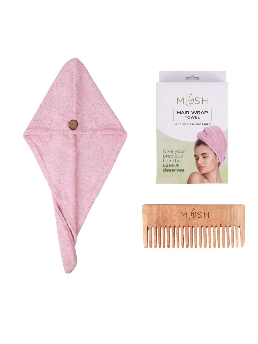 MUSH Ultra absorbent Pink Solid Bamboo 500GSM Super Soft Baby Thin Bath Towel-10x24In