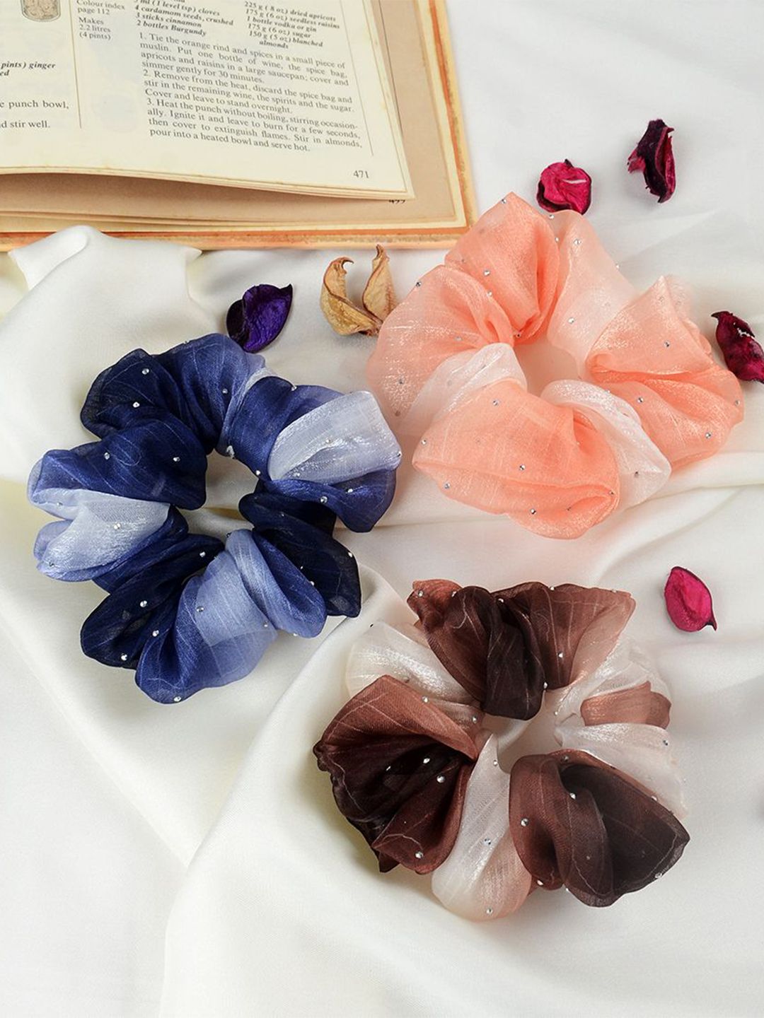 Buy Radhu & Kabby Women Set Of 3 Embellished Scrunchies -  - Accessories for Women