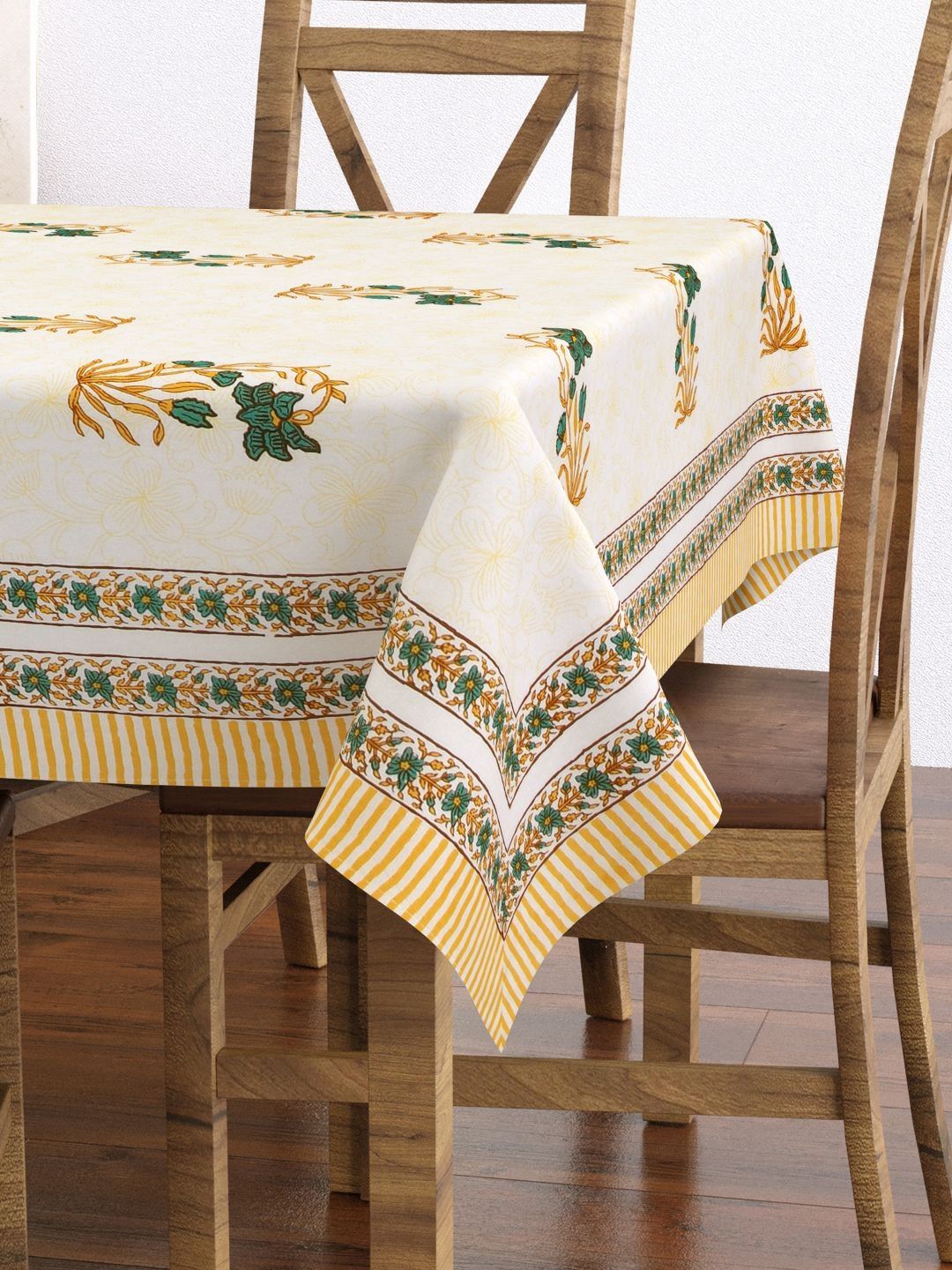 BLOCKS OF INDIA Brown Ethnic Motifs Cotton 6-Seater Table Cover