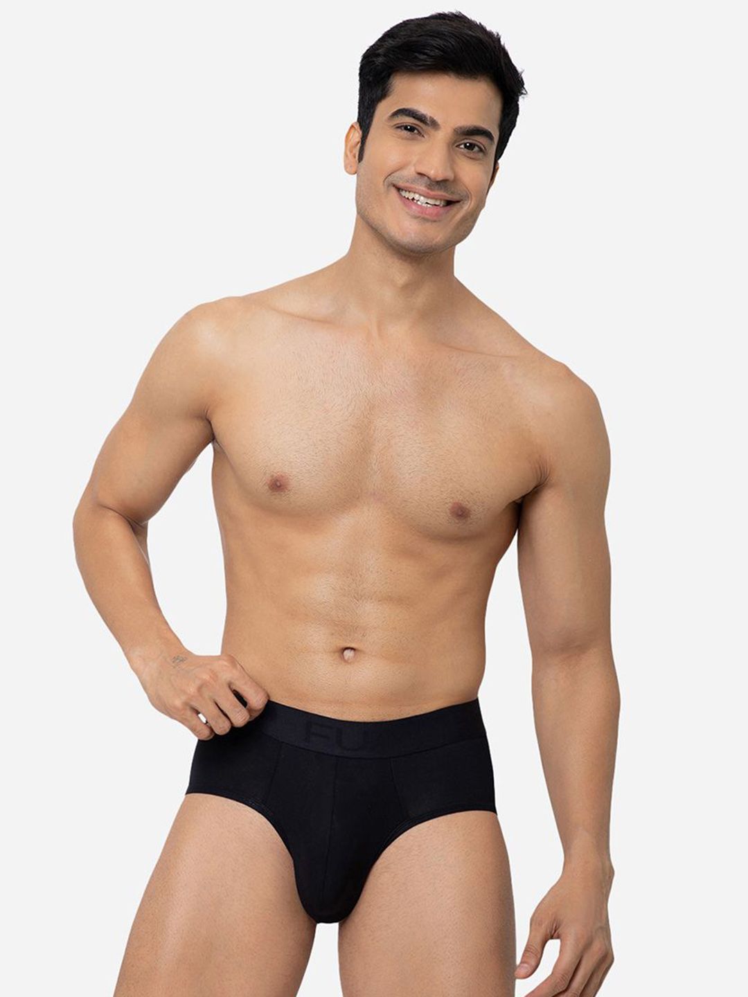 FUAARK Black Classic Ultra Mid-Rise Basic Brief Modal Briefs