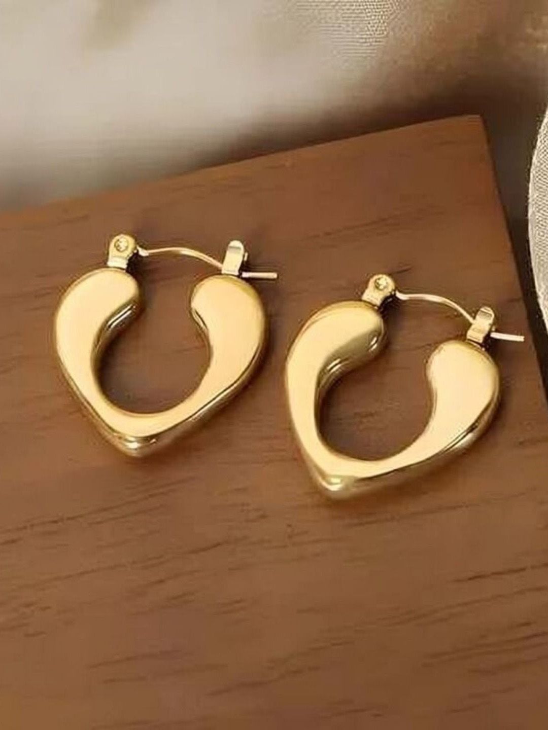 KRYSTALZ Gold Plated Contemporary Hoop Earrings