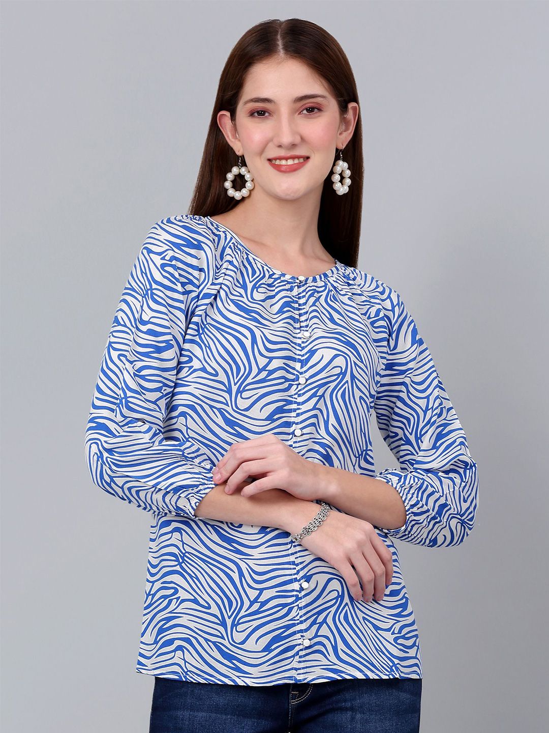 Cantabil Abstract Printed Round Neck Top