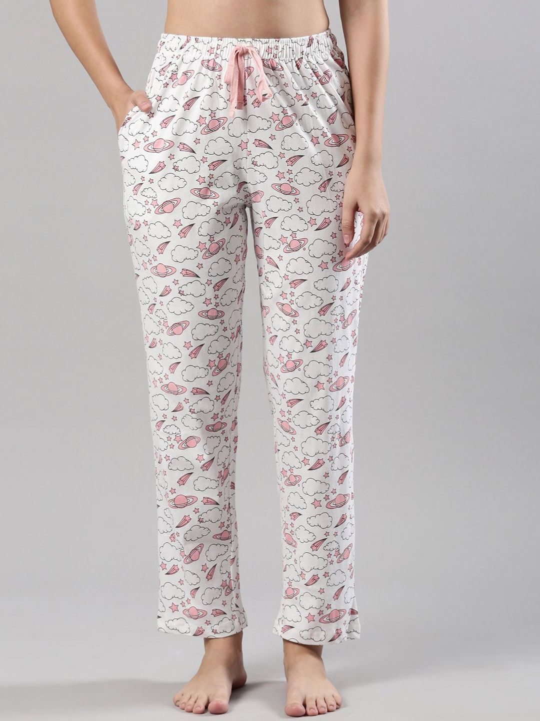 Femmora Women Printed Mid-Rise Pure Cotton Lounge Pants