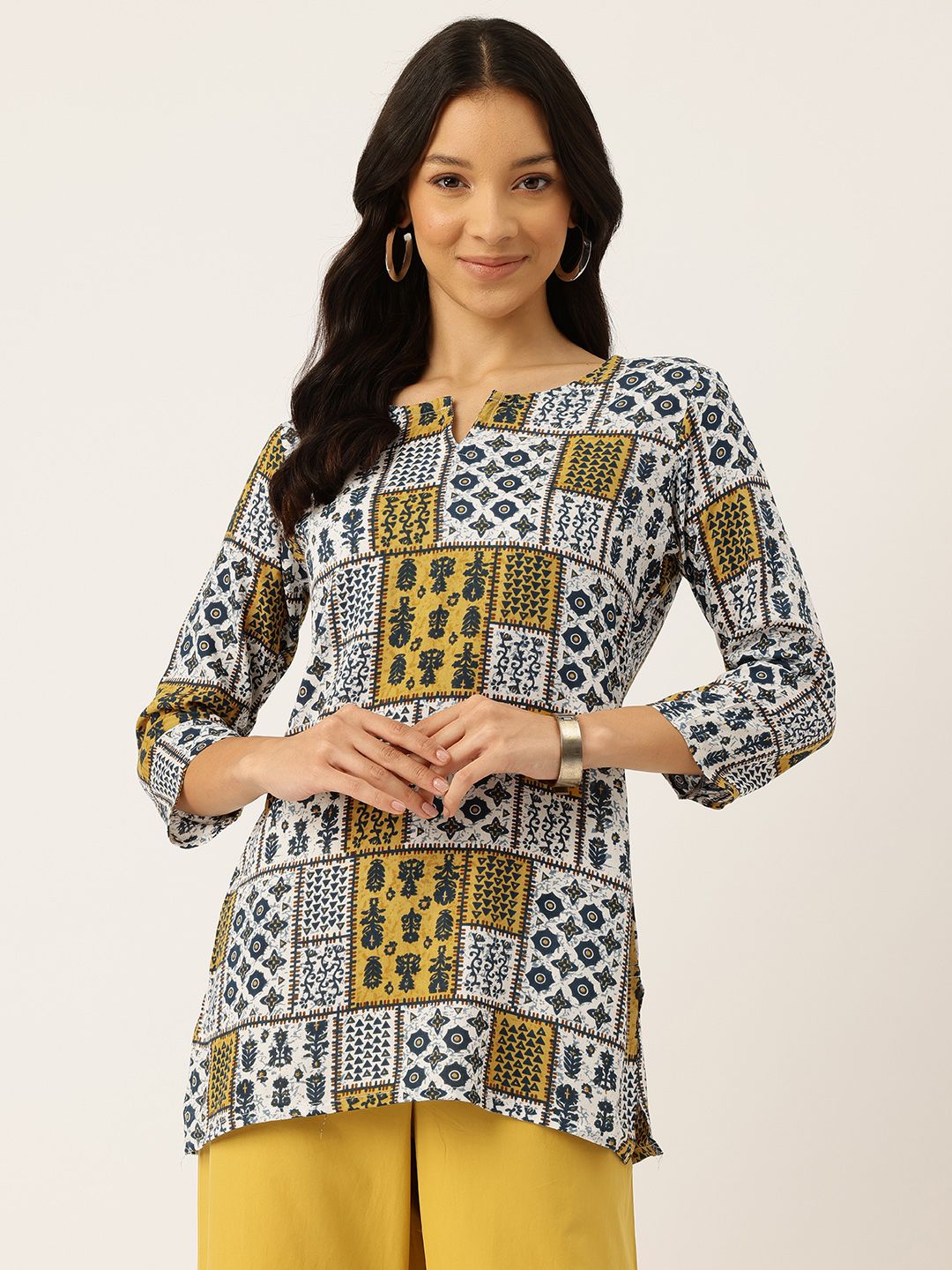 FERANOID Ethnic Motifs Printed Pure Cotton Kurti
