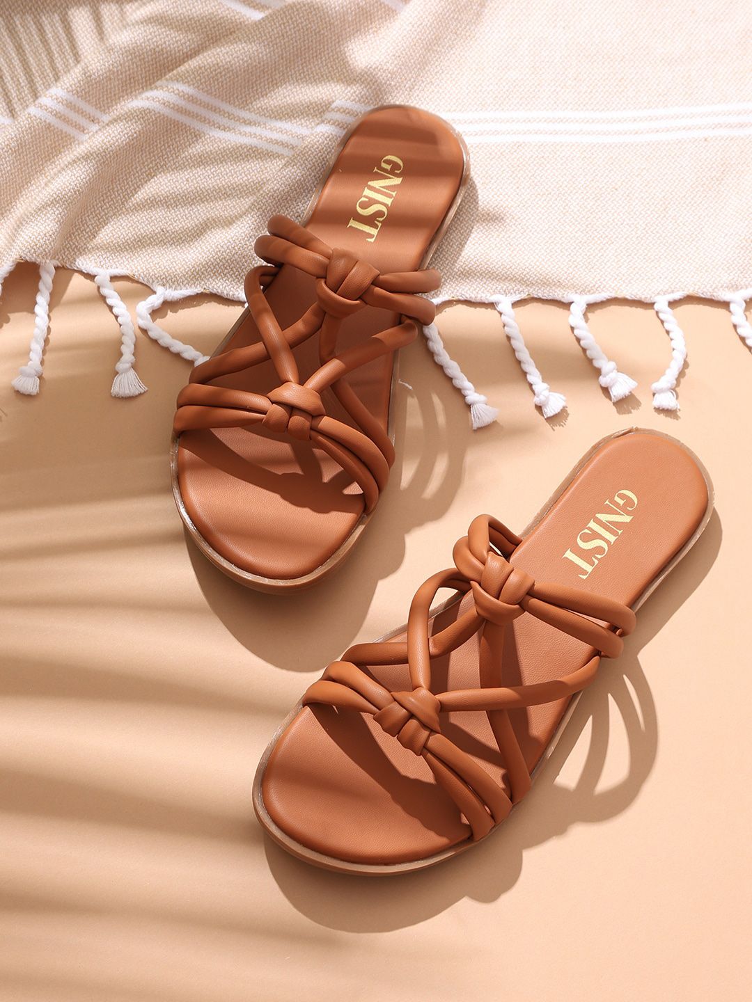 GNIST Women Open Toe Flats with Bows