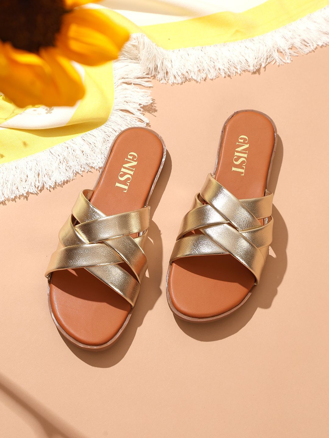 GNIST Women Open Toe Flats with Bows