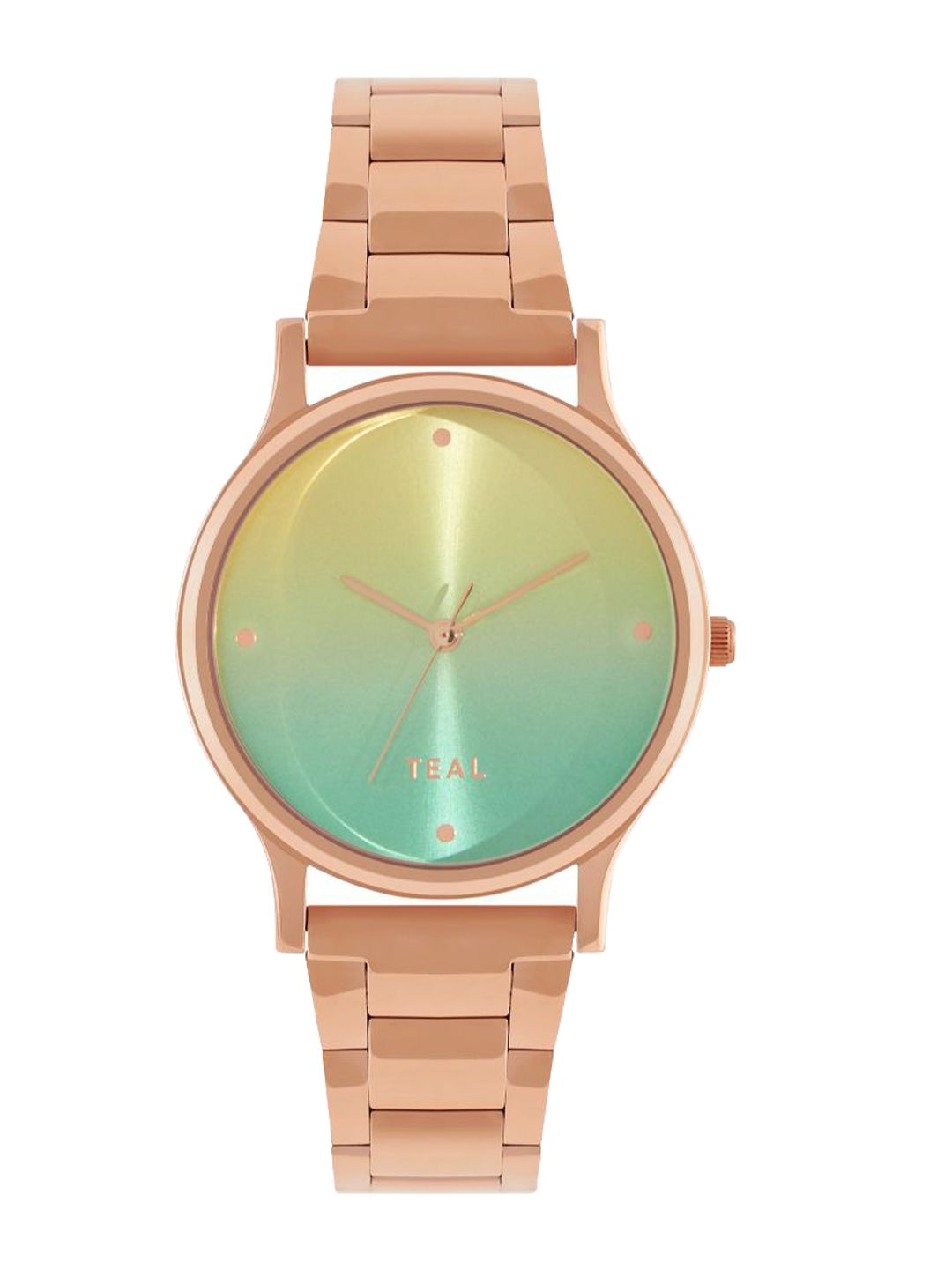 TEAL BY CHUMBAK Women Green Stainless Steel Bracelet Style Straps Digital Metal Watch