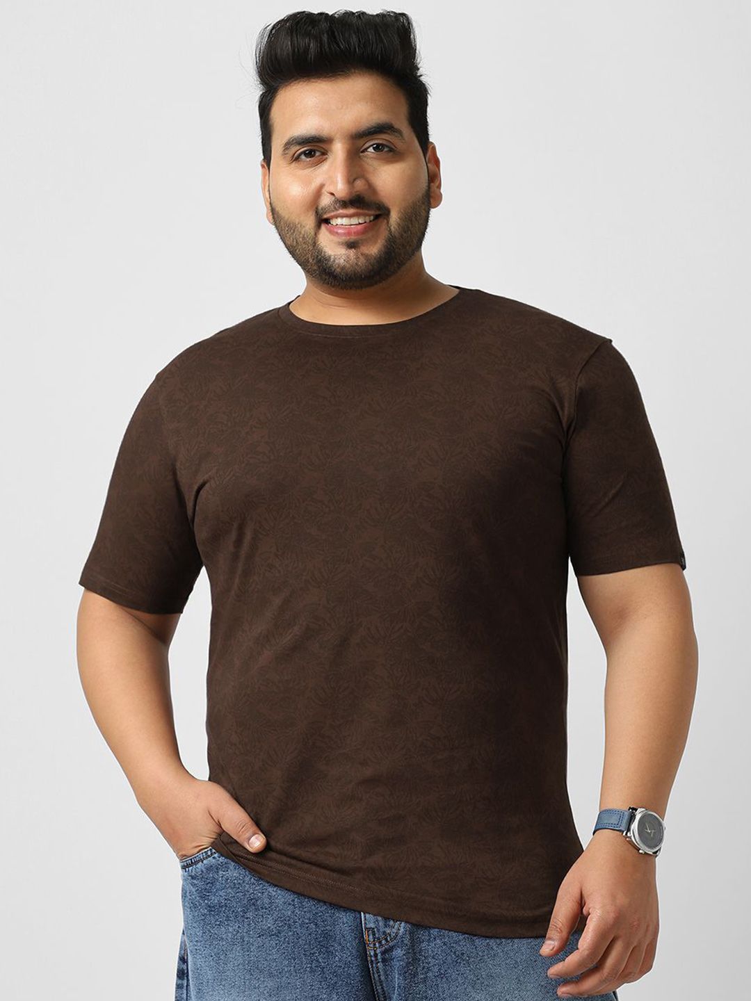 Urbano Plus Men's Chicory Printed Half Sleeve Regular Fit Cotton T-Shirt