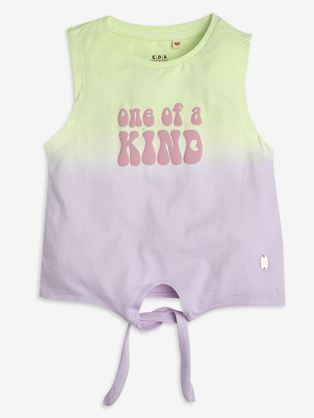 Ed-a-Mamma Tie Typography Cotton Round Neck Sleeveless T-shirt