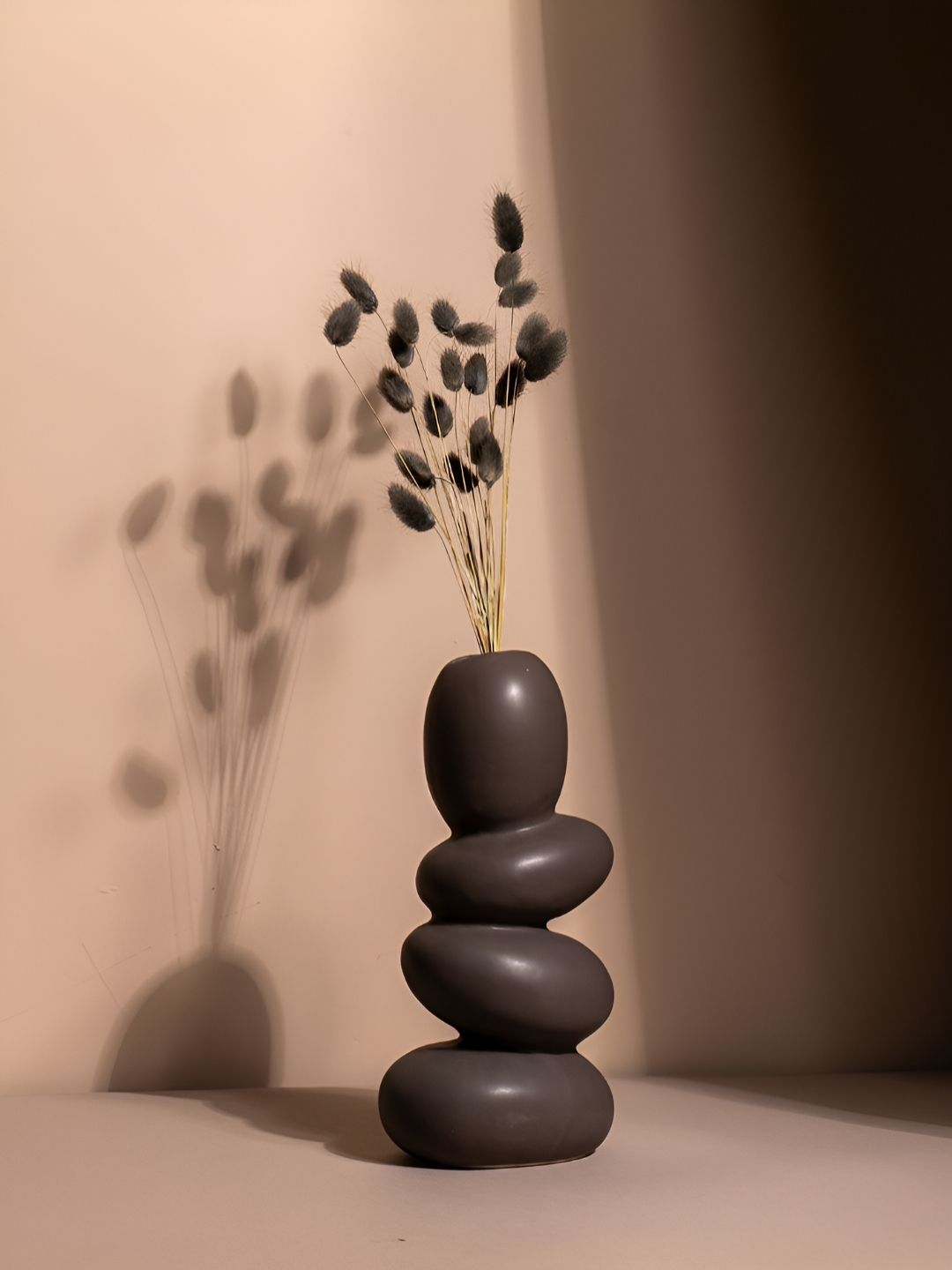 Glimpse Homes Grey Ceramic Pebble Flower Vase