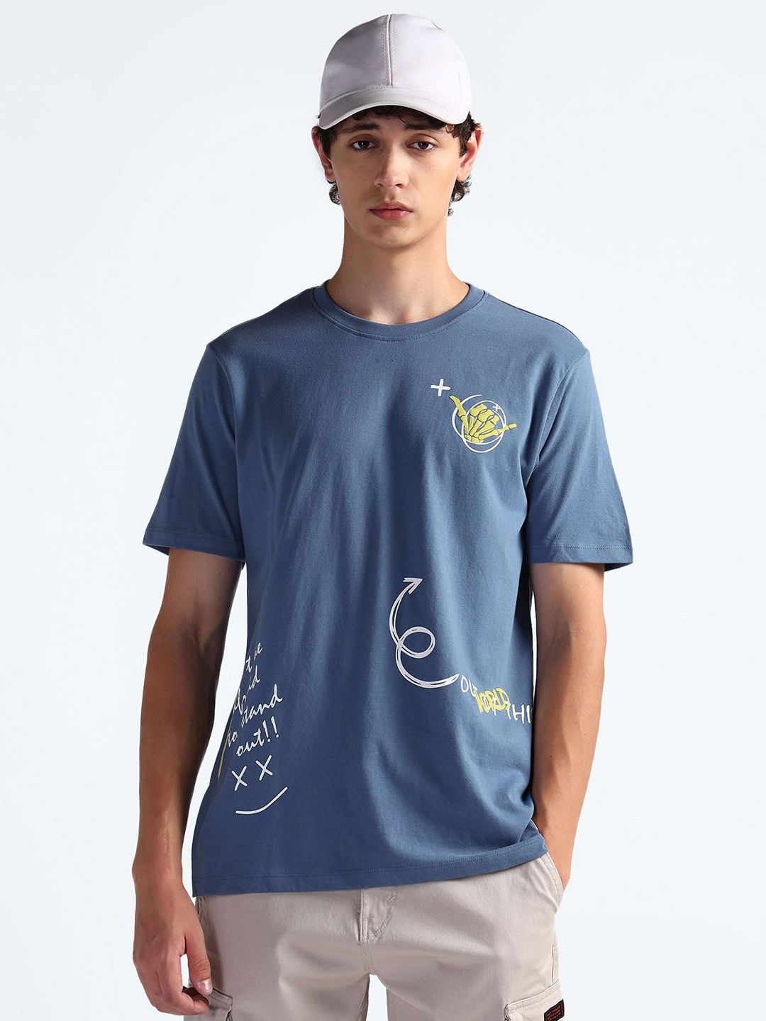 Flying Machine Men Typography Printed Applique T-shirt