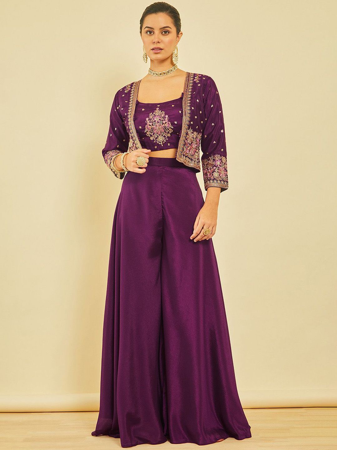 Soch Embellished Top & Palazzo Co-Ord Set