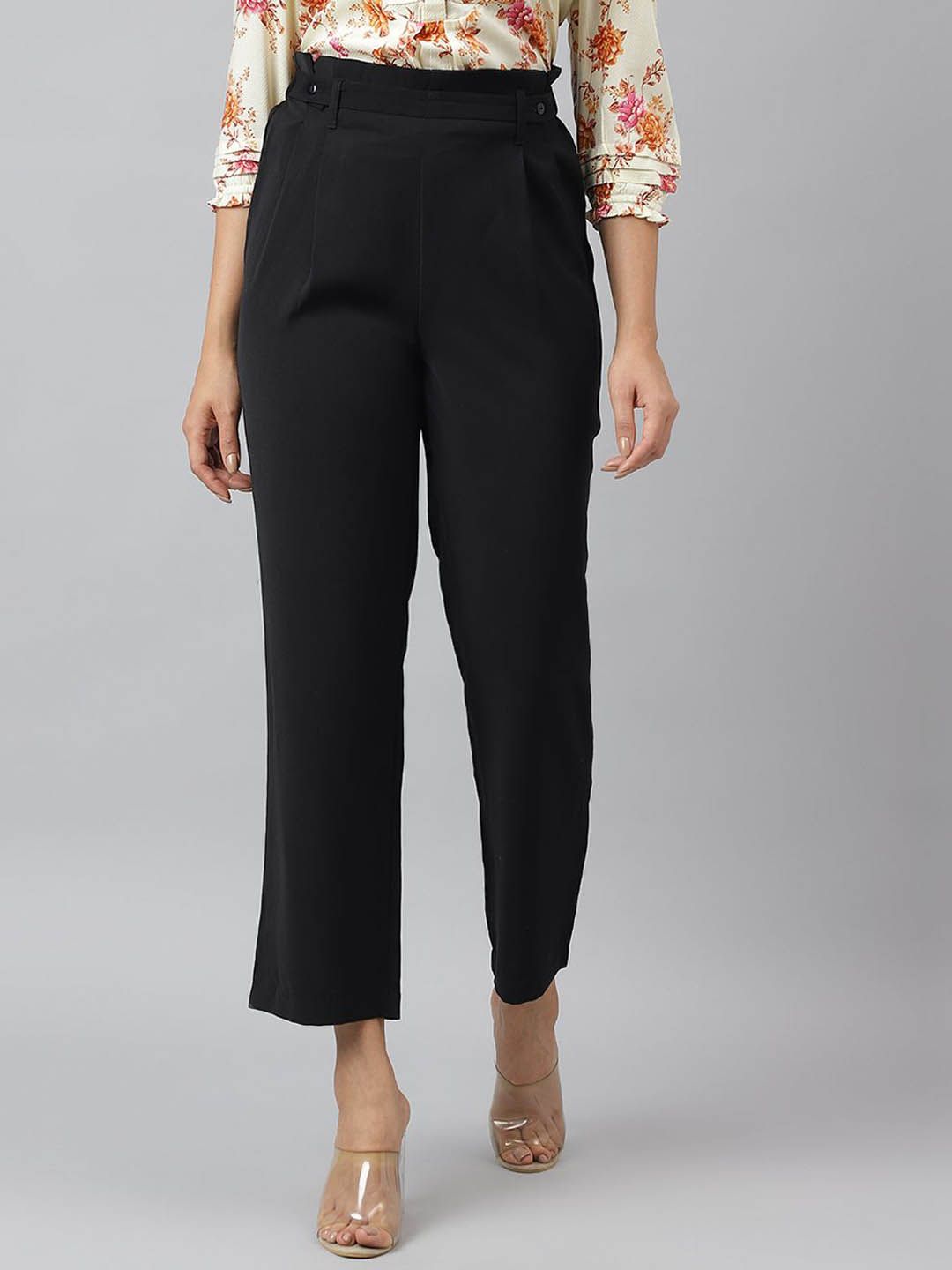 Latin Quarters Women Straight Fit High-Rise Trousers