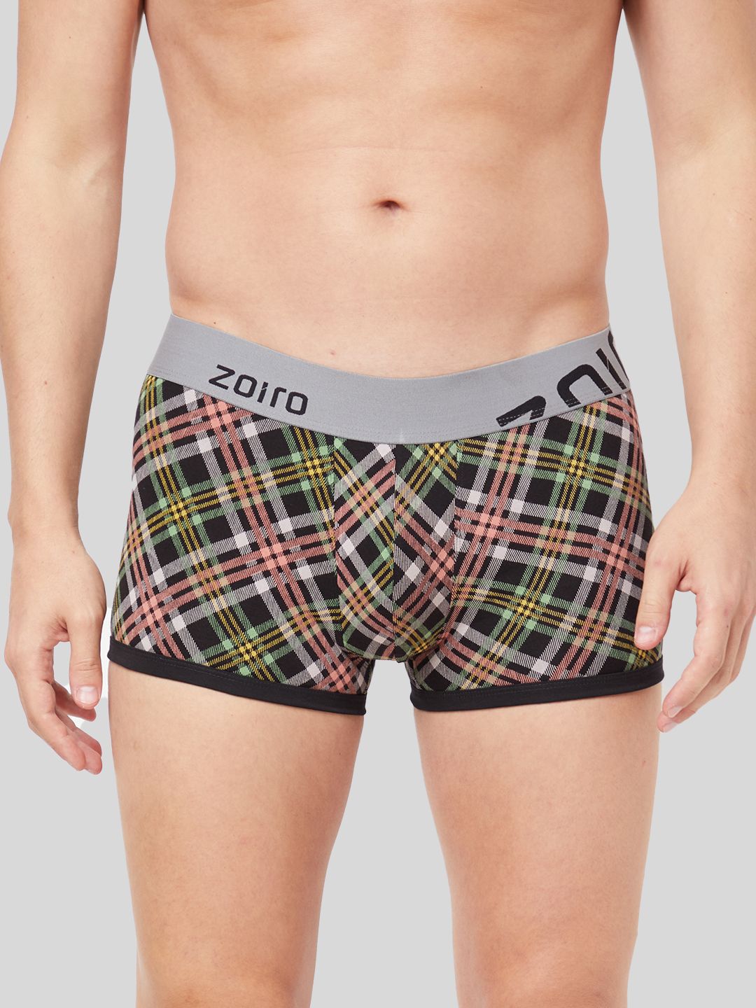 Zoiro Men Cotton Checked Breathability Trunks ZO-TR-82-BLK-S-1PC