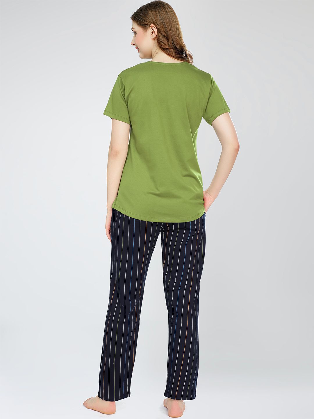Round Neck Short Sleeves Printed Pure Cotton Night suit 5