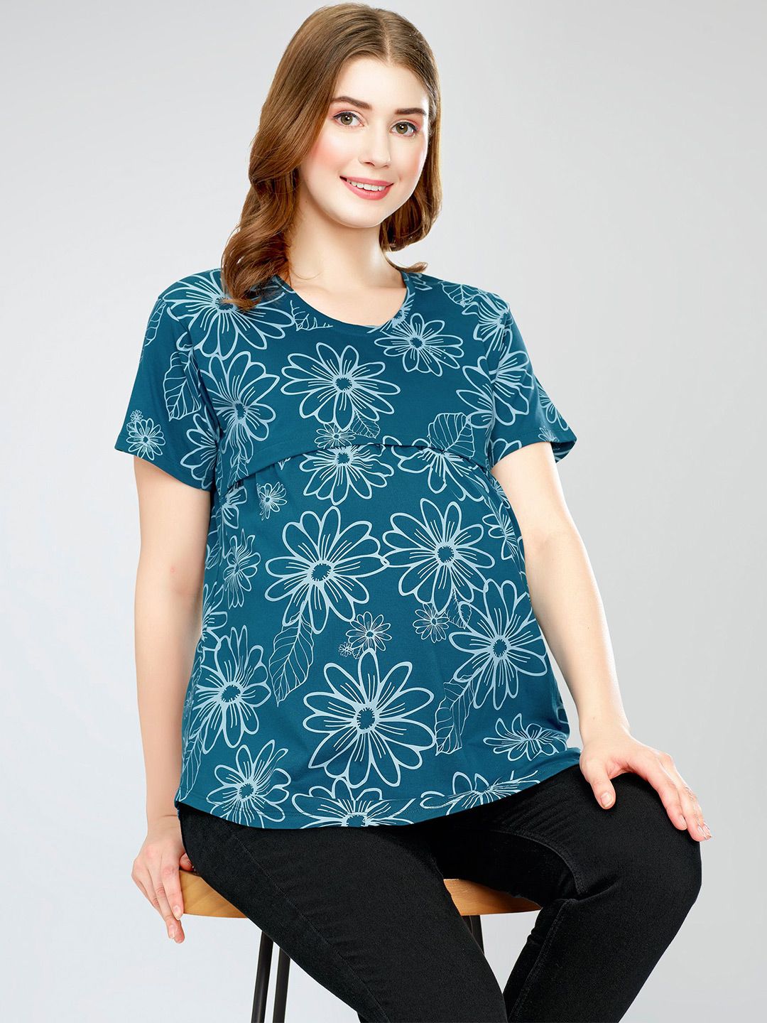 Zeyo pure cotton floral printed Top