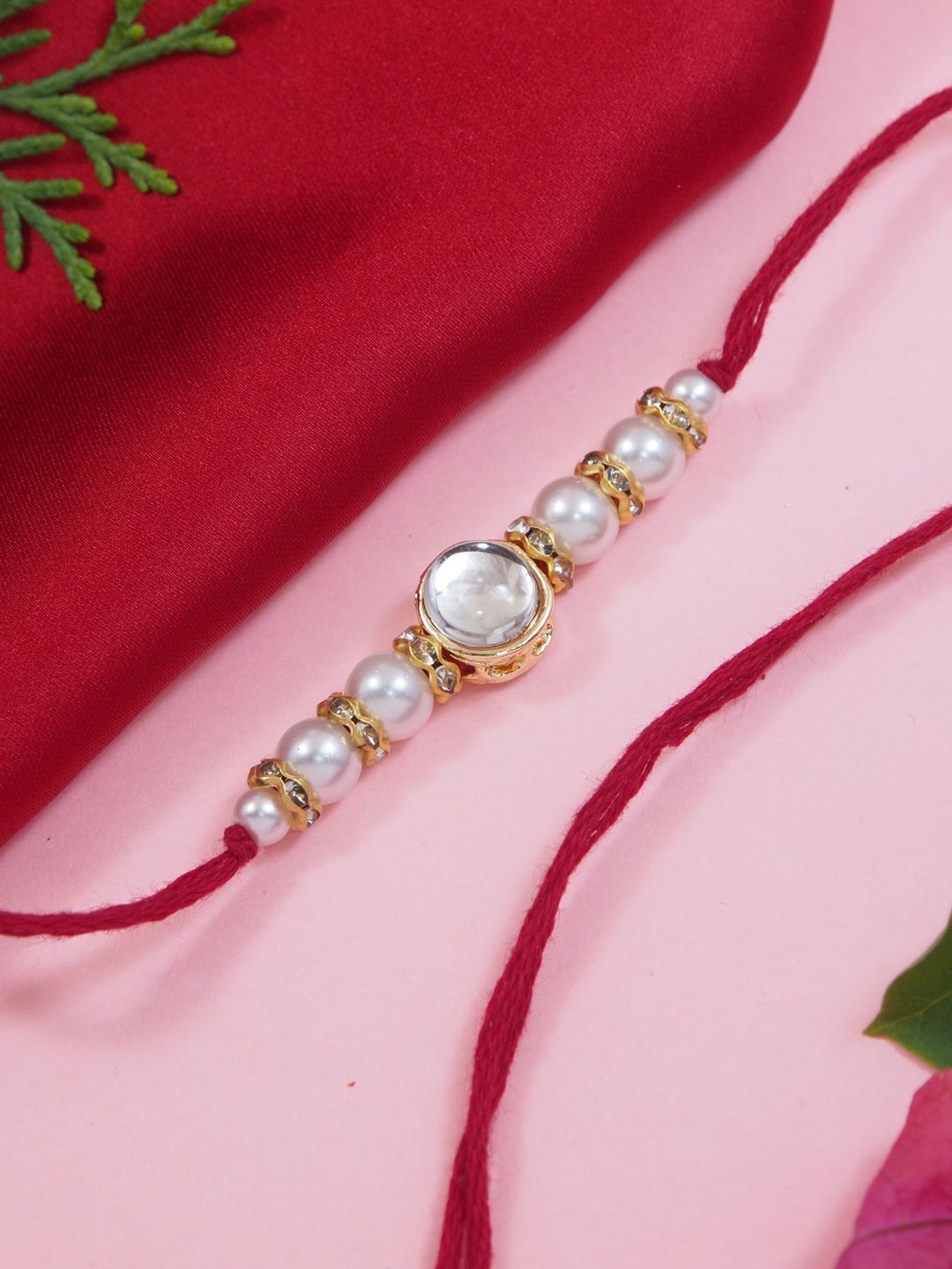 I Jewels Kundan Pearl Rakhi