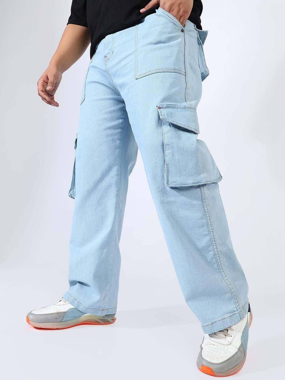 Instafab Plus Men Plus Size Comfort Relaxed Fit Stretchable Cargo Style Jeans