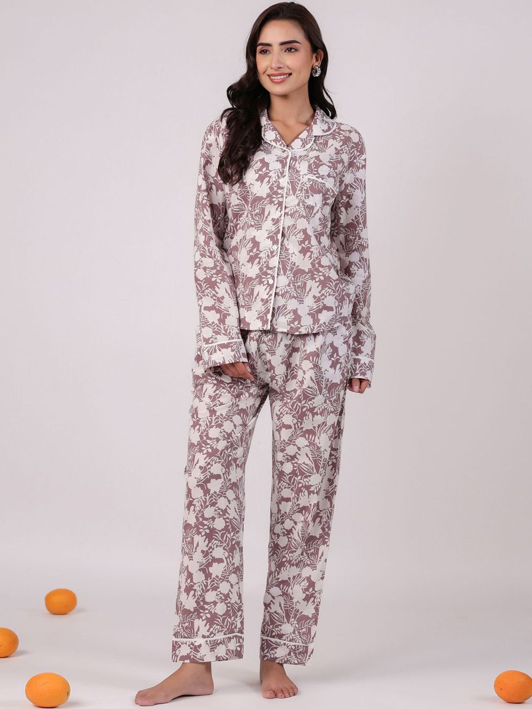 SANSKRUTIHOMES Women Floral Printed Cotton Night suit