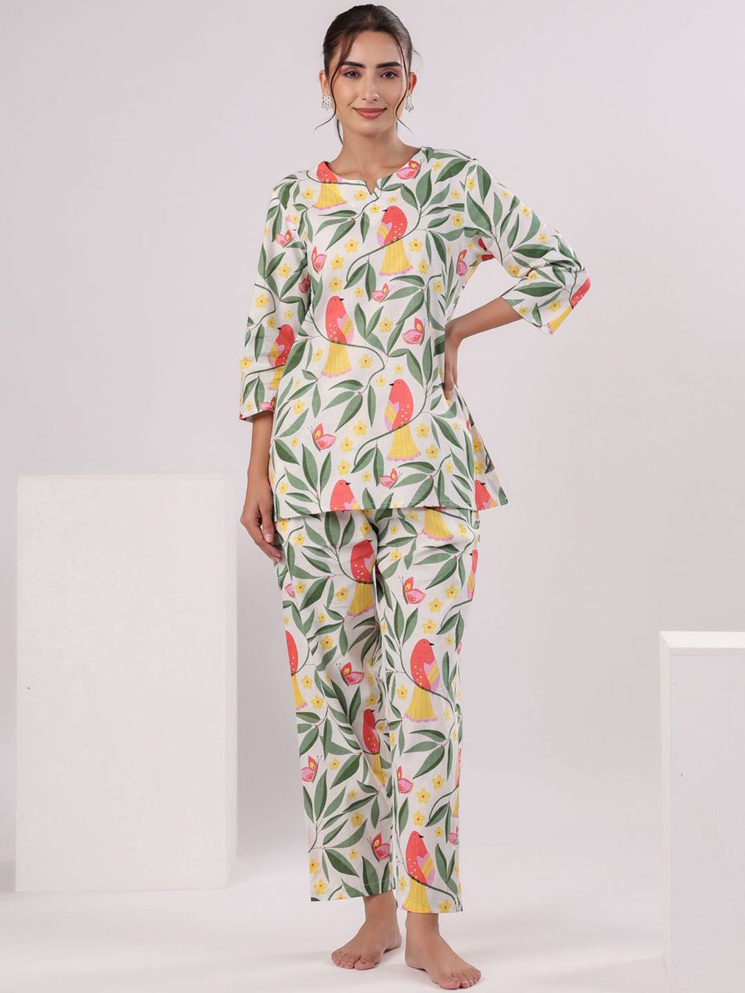 SANSKRUTIHOMES Women Floral Printed Cotton Night suit