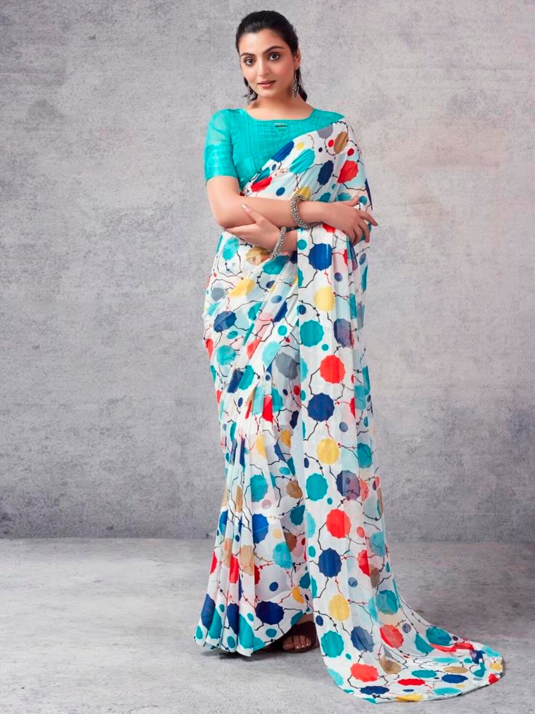 Sitanjali Pure Georgette Bagh Saree
