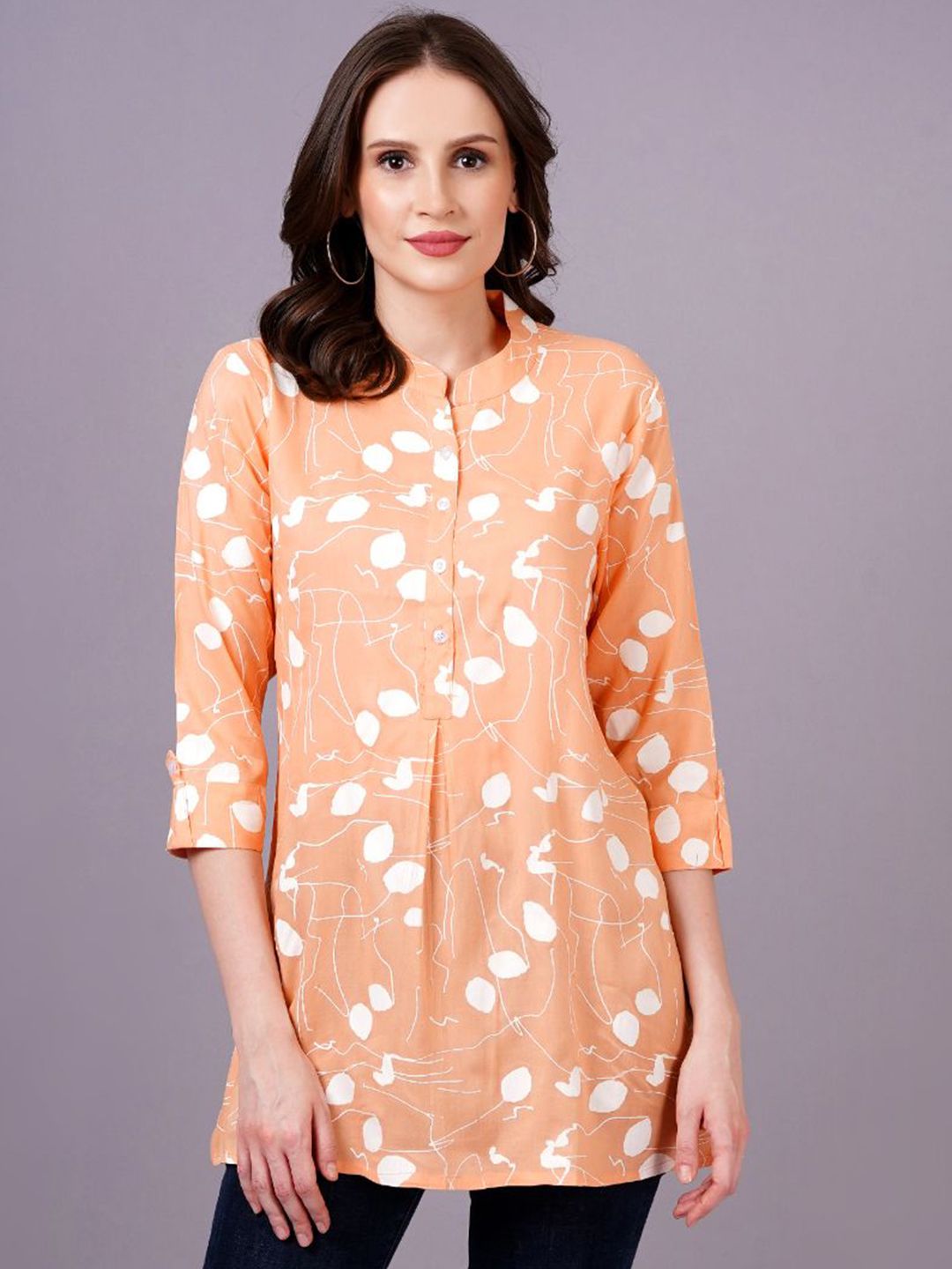 JC4U Women Printed Shirt Style Longline Casual Top