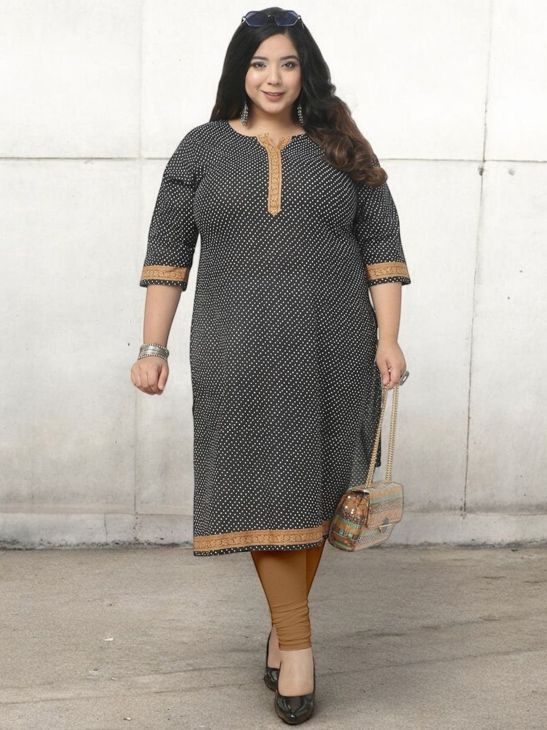 Jevi Prints Plus Size Ethnic Motifs Printed Cotton Straight Kurta