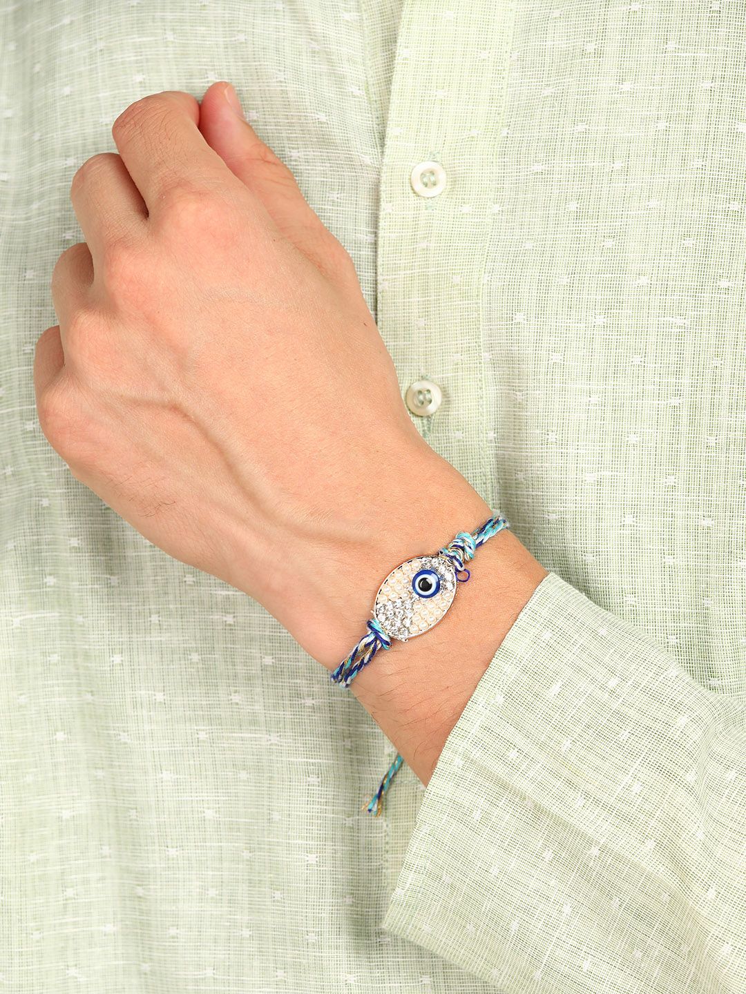 Nanwan Assorted Evil Eye Charm Embellished Thread Rakhi